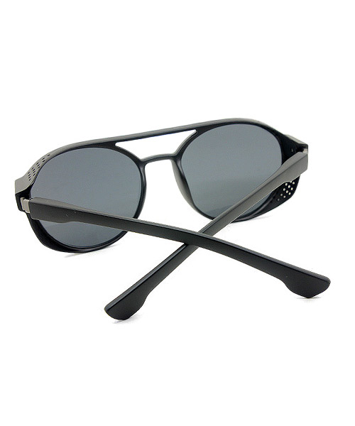 Black oval mens Sunglasses side protection.