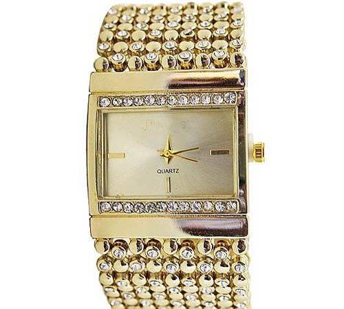 Gold Mesh Diamond Bracelet Watch.