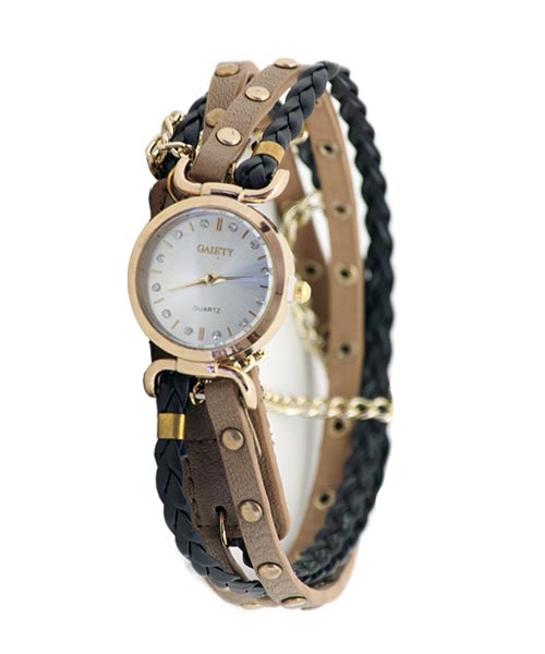 Student watch leather gold chain.