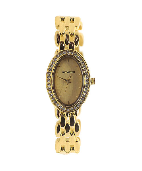 Diamond studded gold wrist watch for girls.