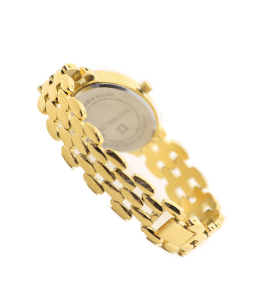 Diamond studded gold wrist watch for girls.