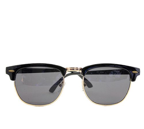 Gold rim black Clubmaster sunglasses.