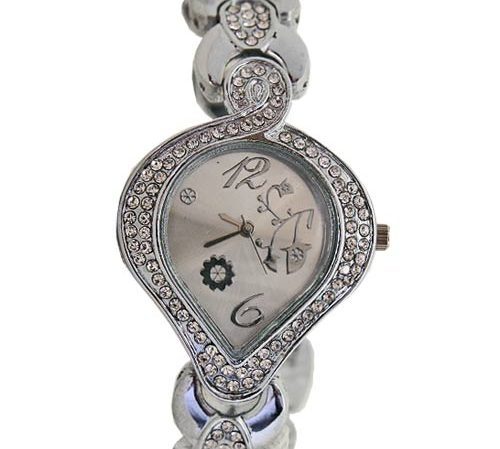 Heart leaf shaped women’s silver watch.