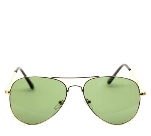 Aviator mens unisex sunglasses green lens wire frame.