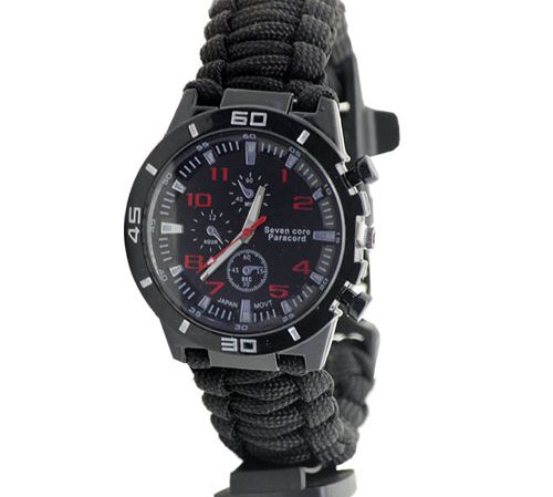 Paracord Survival Watch Bracelet With Compass.