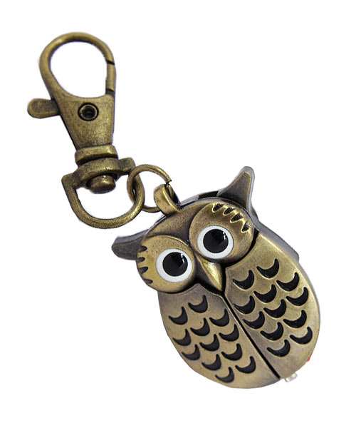 Bronze owl retro keychain watch.