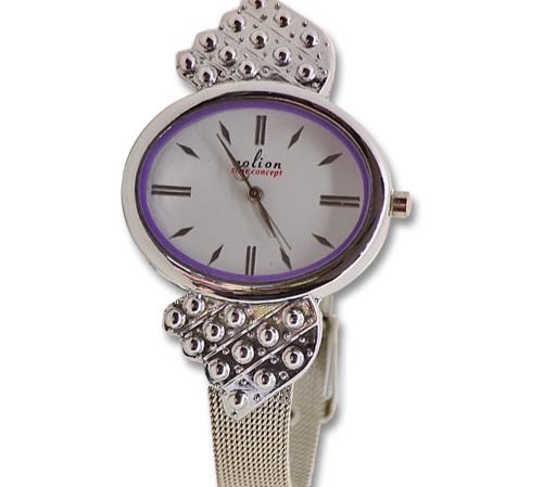 Stylish designer silver oval wrist watch for girls women.
