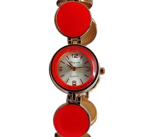 Round shape copper red stone bracelet watch.