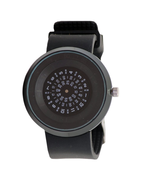 Rotating discs student silicone strap watch.