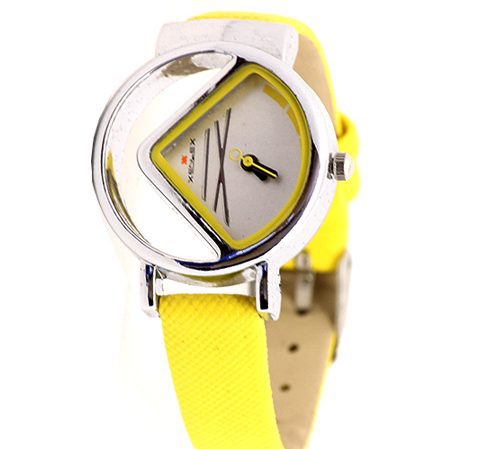 Yellow silver women’s watch.