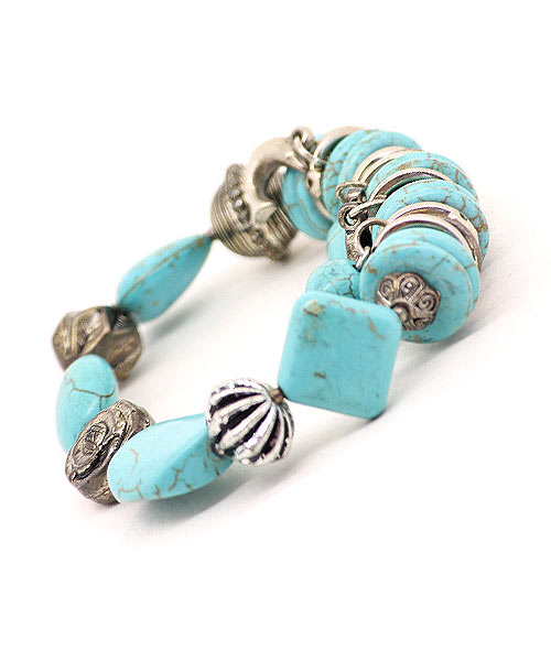 Turquoise Beads Trinkets Charms Girls Bracelet.