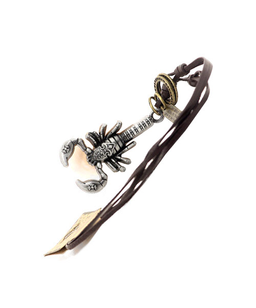 Vintage Scorpion Pendant Adjustable Leather Necklace.
