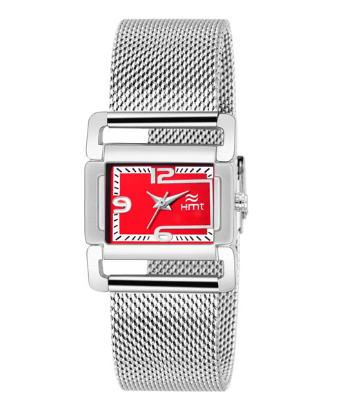 Women silver mesh stainless steel watch.