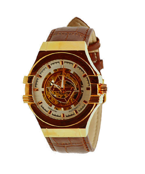 Mens Automatic Mechanical Luxury Gold Watch