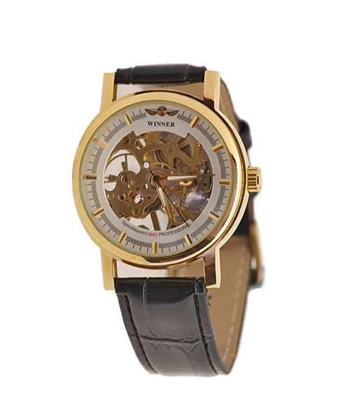 Winner Mens Mechanical Wrist Watch Gold Case