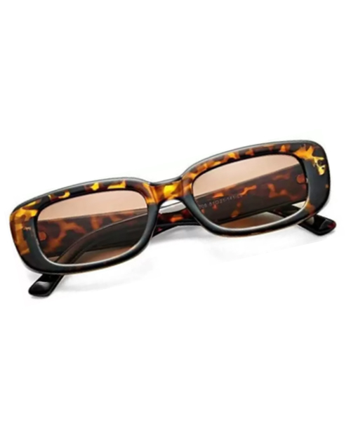 Retro Oval Square Brown Leopard UV Sunglasses