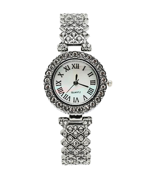 Stylish round silver bracelet watch for ladies.