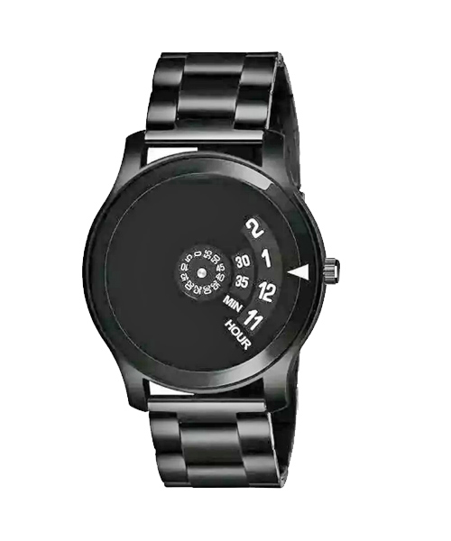All Black Rotating Spinning Discs Wheel Watch