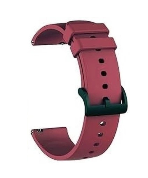 22mm red maroon silicone replacement watch strap with classic metal buckle / lock.